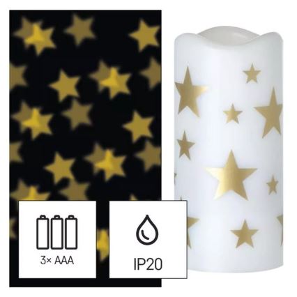 Vela de Natal LED LED/3xAAA estrelas branco quente