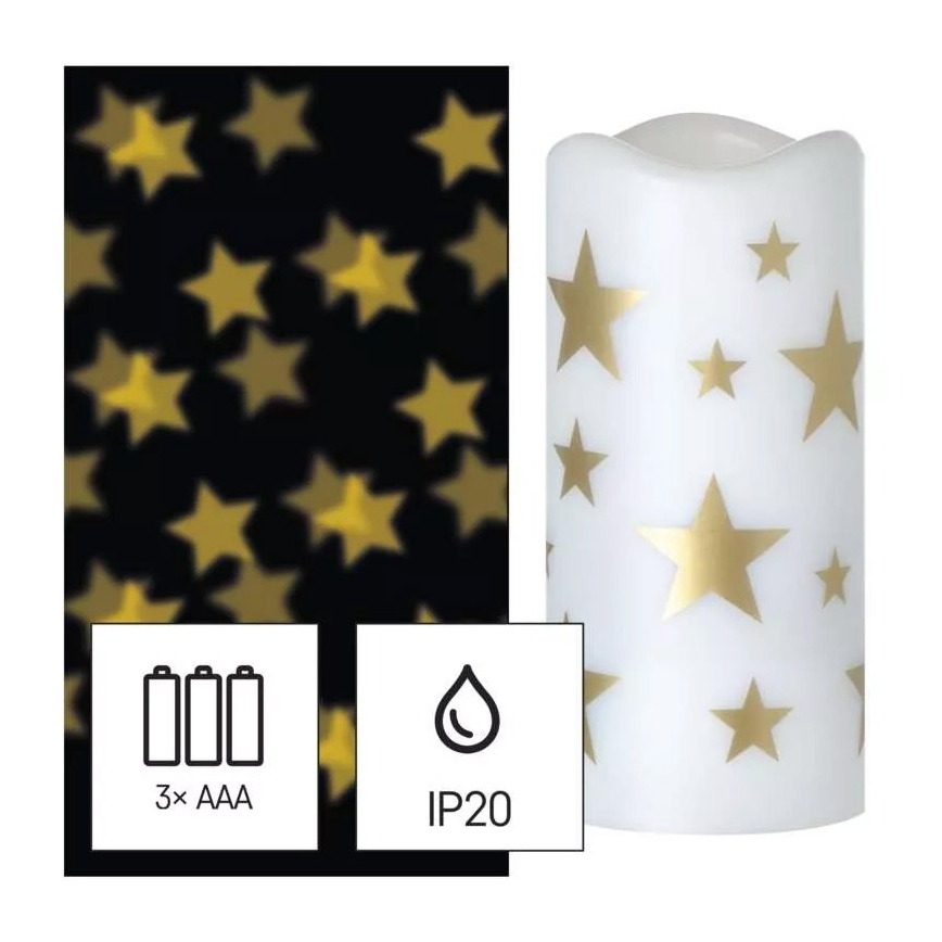 Vela de Natal LED LED/3xAAA estrelas branco quente