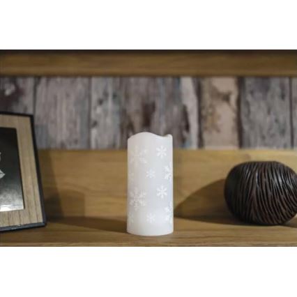 Vela de Natal LED LED/3xAAA flocos de neve branco frio