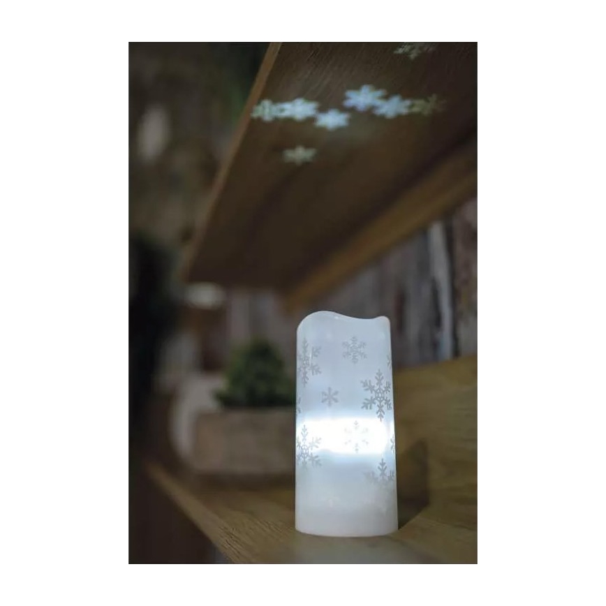 Vela de Natal LED LED/3xAAA flocos de neve branco frio
