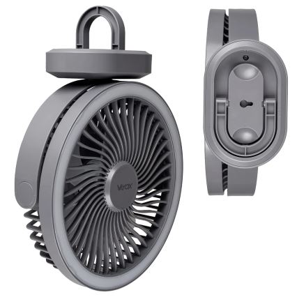 Ventilador de mesa recarregável com LED e iluminação LED/3W/5V USB 2400 mAh cinza