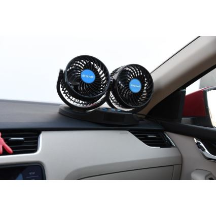 Ventilador para painel de carro com termómetro 9W/12V preto