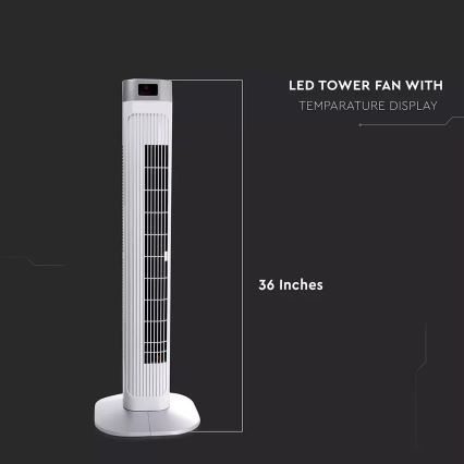 Ventilador de torre com indicador de temperatura e comando  55W/230V