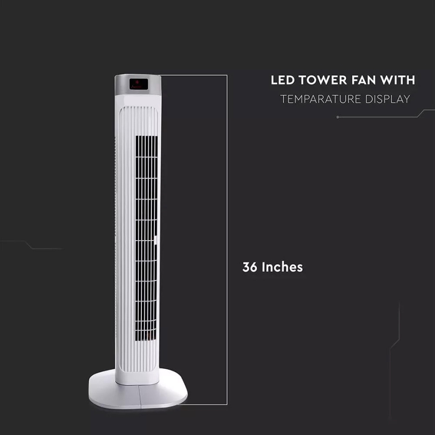 Ventilador de torre com indicador de temperatura e comando  55W/230V