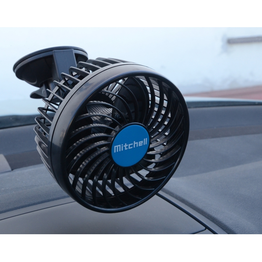 Ventoinha de carro com ventosa 4W/12V preta