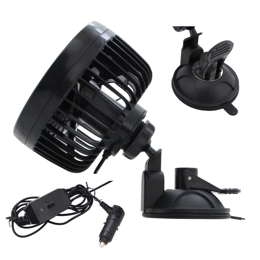Ventoinha de carro com ventosa 4W/12V preta