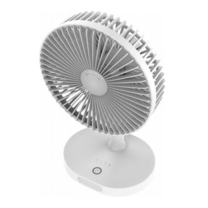 Ventoinha de mesa 3000mA/3,7V USB, 3 níveis de velocidade, cinzento/branco