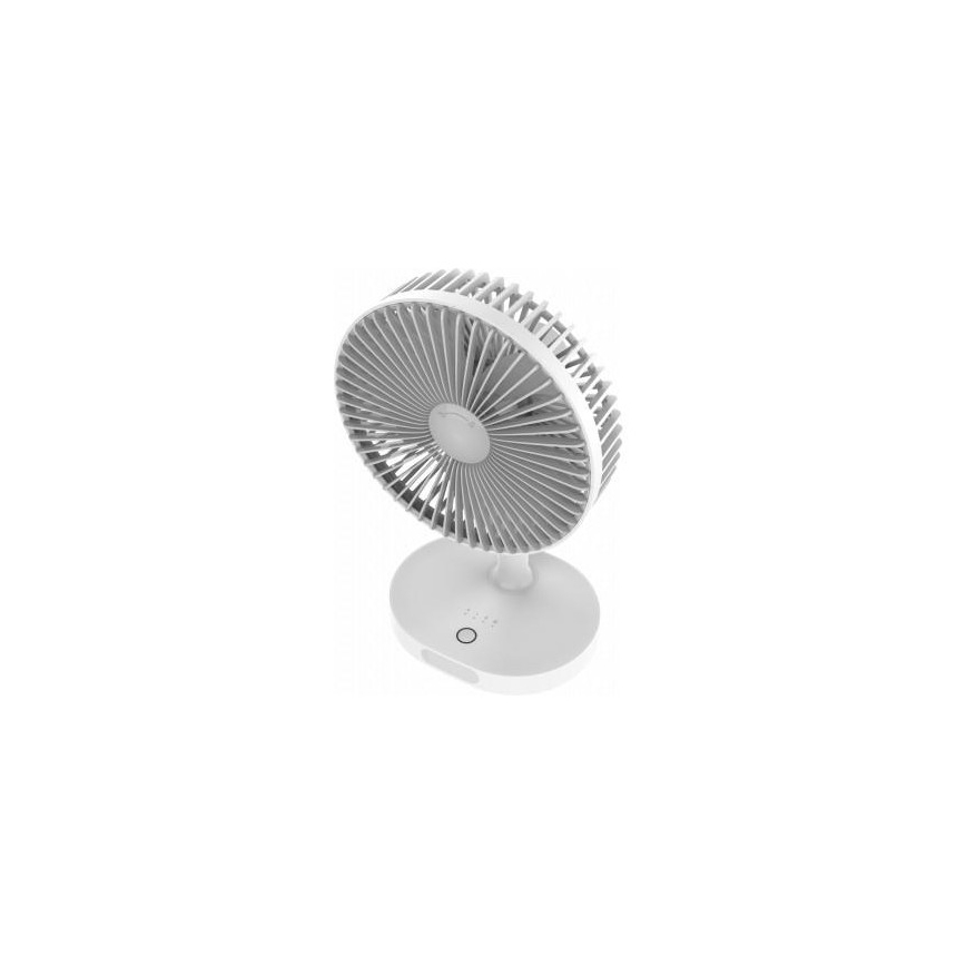 Ventoinha de mesa 3000mA/3,7V USB, 3 níveis de velocidade, cinzento/branco