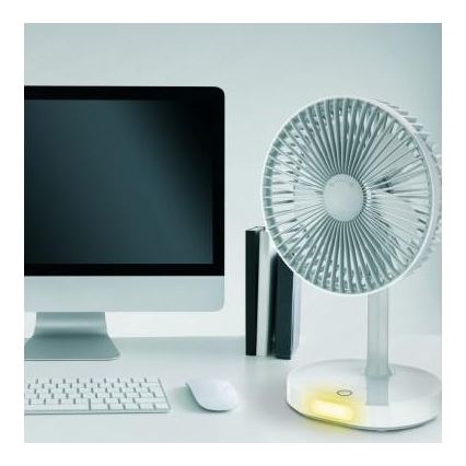 Ventoinha de mesa 3000mA/3,7V USB, 3 níveis de velocidade, cinzento/branco