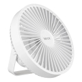Ventoinha de mesa LED com iluminação LED/2W/5V USB 2400 mAh branco