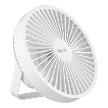 Ventoinha de mesa LED com iluminação LED/2W/5V USB 2400 mAh branco