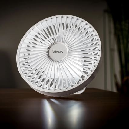 Ventoinha de mesa LED com iluminação LED/2W/5V USB 2400 mAh branco