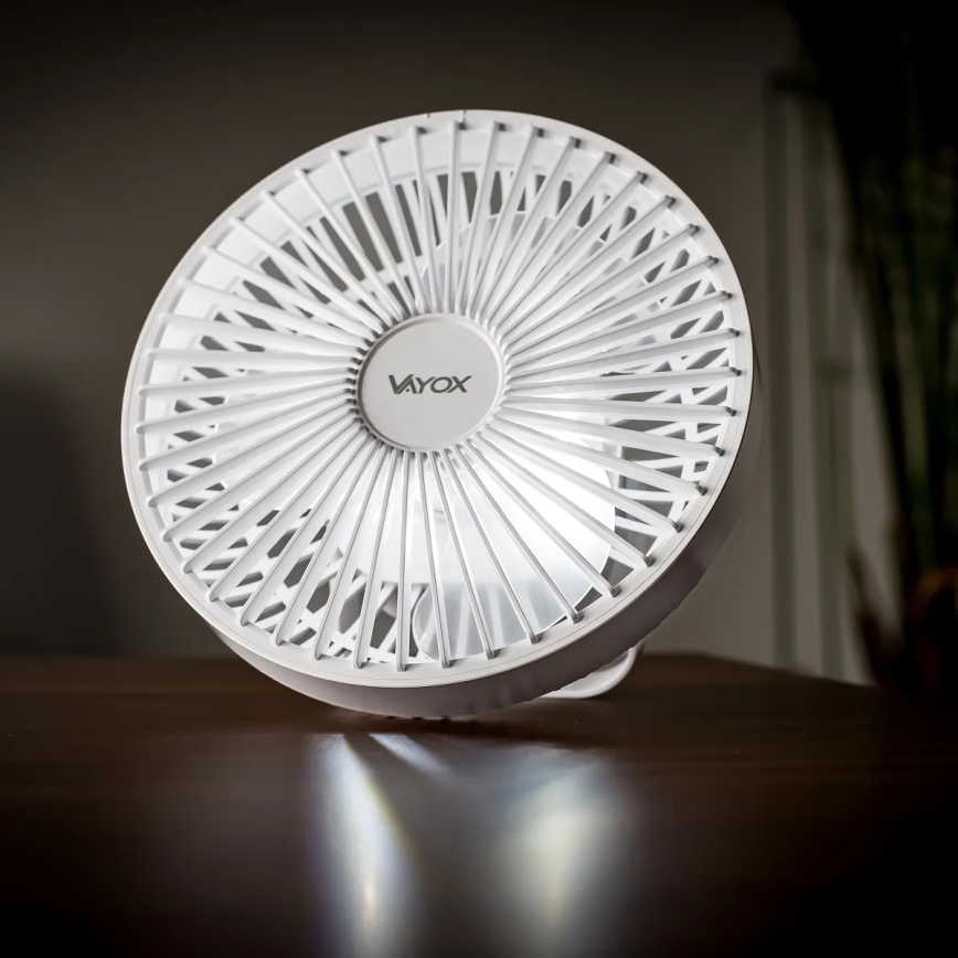 Ventoinha de mesa LED com iluminação LED/2W/5V USB 2400 mAh branco