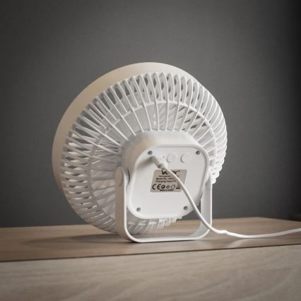 Ventoinha de mesa LED com iluminação LED/2W/5V USB 2400 mAh branco