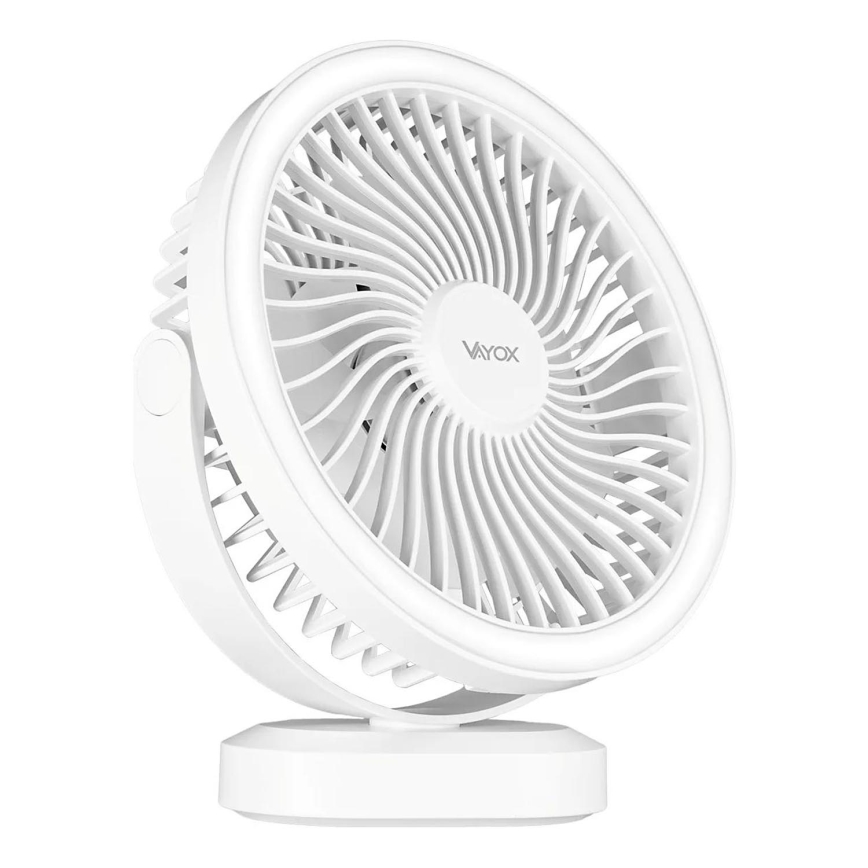 Ventoinha de mesa LED com iluminação LED/3W/5V USB 2400 mAh branco