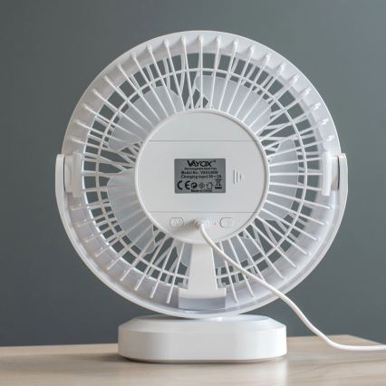 Ventoinha de mesa LED com iluminação LED/3W/5V USB 2400 mAh branco