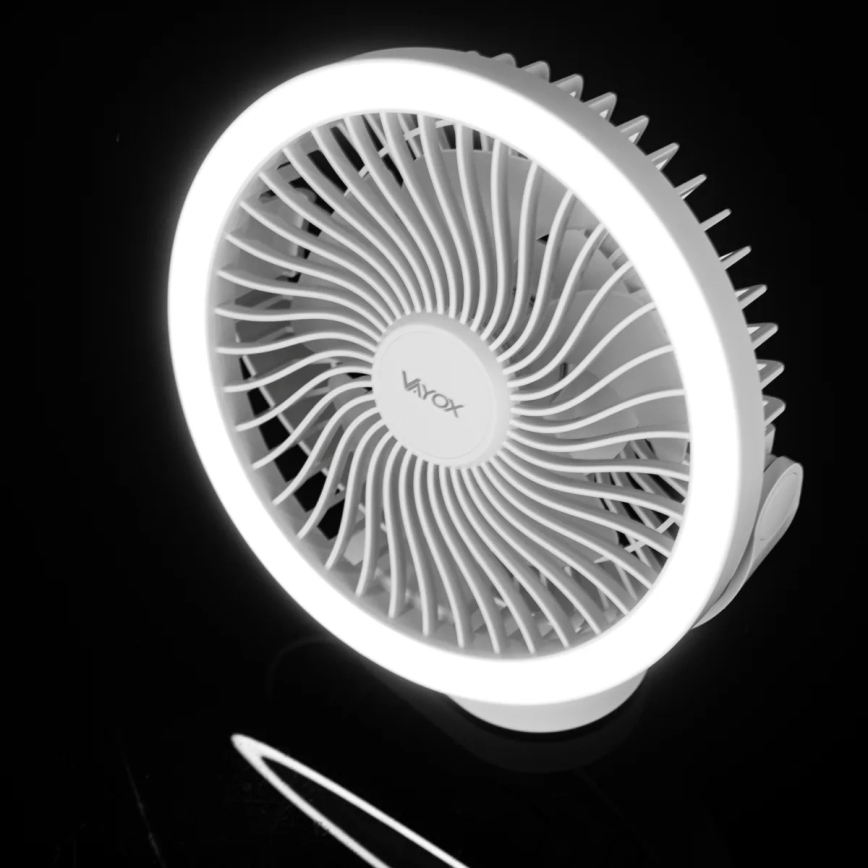 Ventoinha de mesa LED com iluminação LED/3W/5V USB 2400 mAh branco