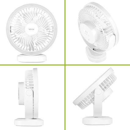 Ventoinha de mesa LED com iluminação LED/3W/5V USB 2400 mAh branco