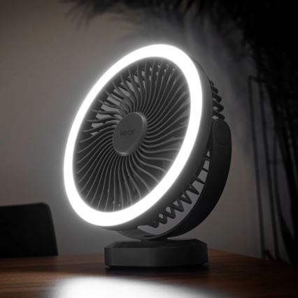 Ventoinha de mesa LED com iluminação LED/3W/5V USB 2400 mAh cinzento