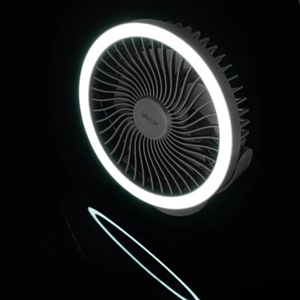 Ventoinha de mesa LED com iluminação LED/3W/5V USB 2400 mAh cinzento