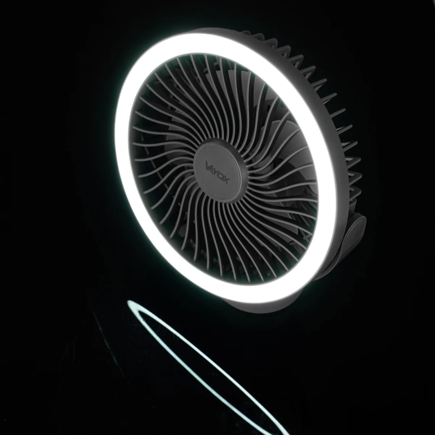 Ventoinha de mesa LED com iluminação LED/3W/5V USB 2400 mAh cinzento