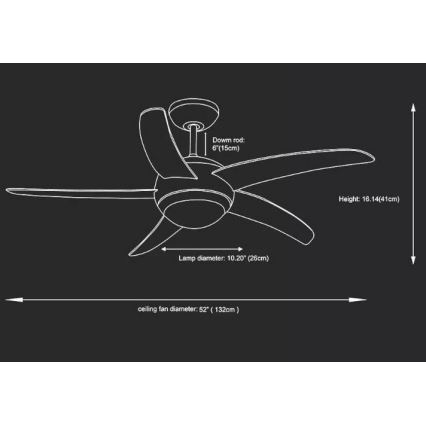Ventoinha de teto 2xE27/20W/230V diâmetro 132 cm + comando