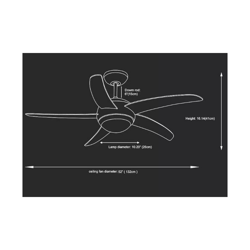 Ventoinha de teto 2xE27/20W/230V diâmetro 132 cm + comando