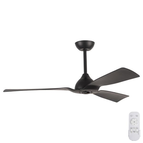 Ventoinha de teto para casa de banho d. 132 cm IP44 preto + comando