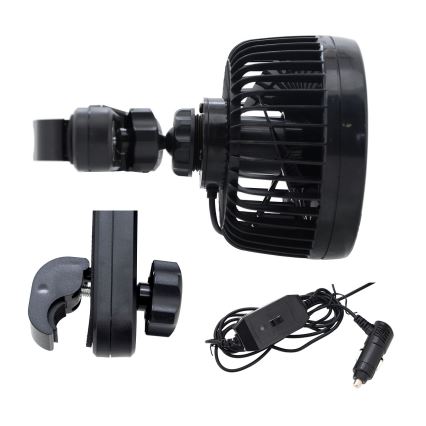 Ventoinha para encosto de cabeça de automóvel 4W/12V preto