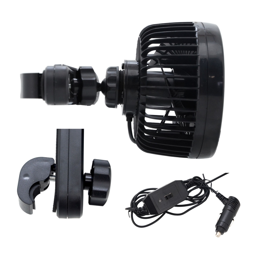 Ventoinha para encosto de cabeça de automóvel 4W/12V preto