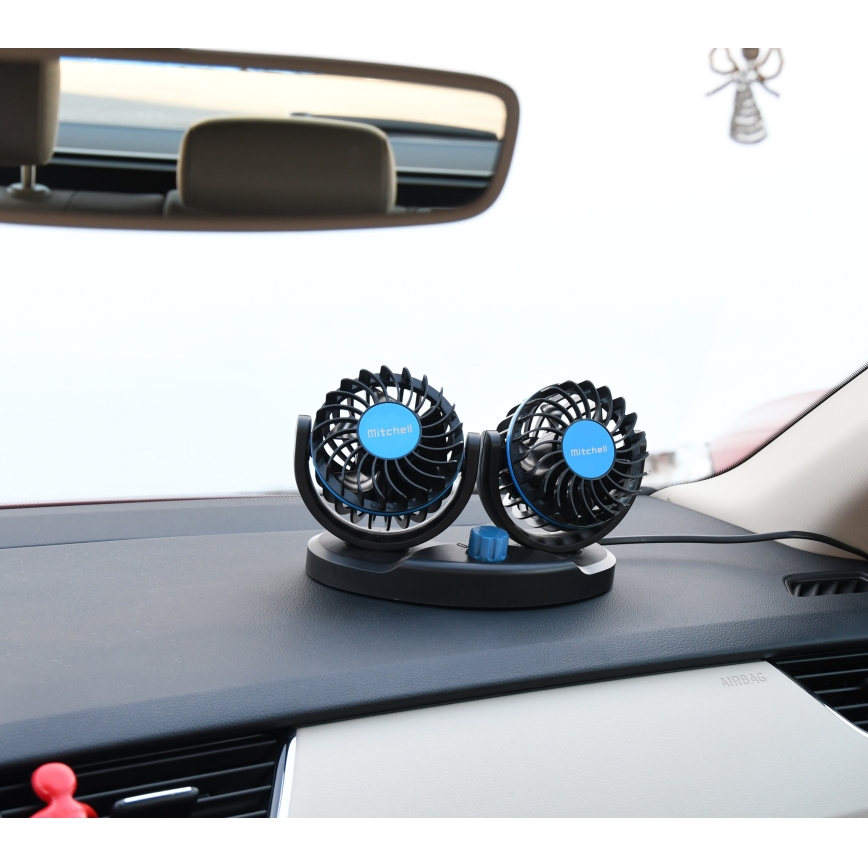 Ventoinha para painel de instrumentos do carro com USB 3W/5V preto