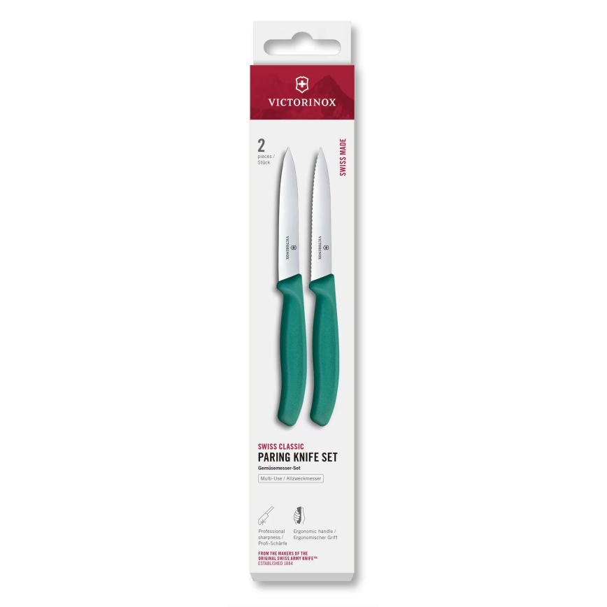 Victorinox - Conjunto de 2 facas para legumes SWISS CLASSIC 10 cm, cor turquesa