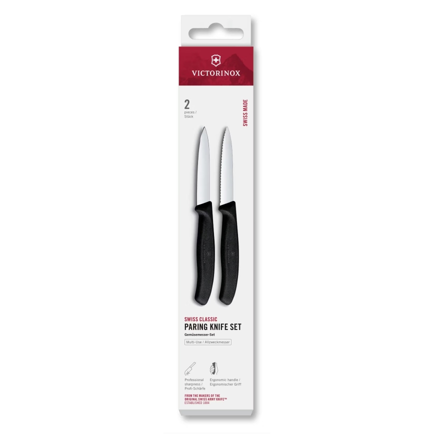 Victorinox - Conjunto de 2 facas para legumes SWISS CLASSIC 8 cm, preto