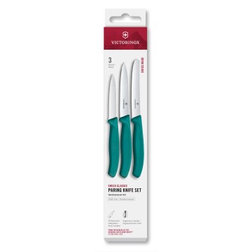 Victorinox - Conjunto de 3 facas de cozinha para legumes SWISS CLASSIC turquesa
