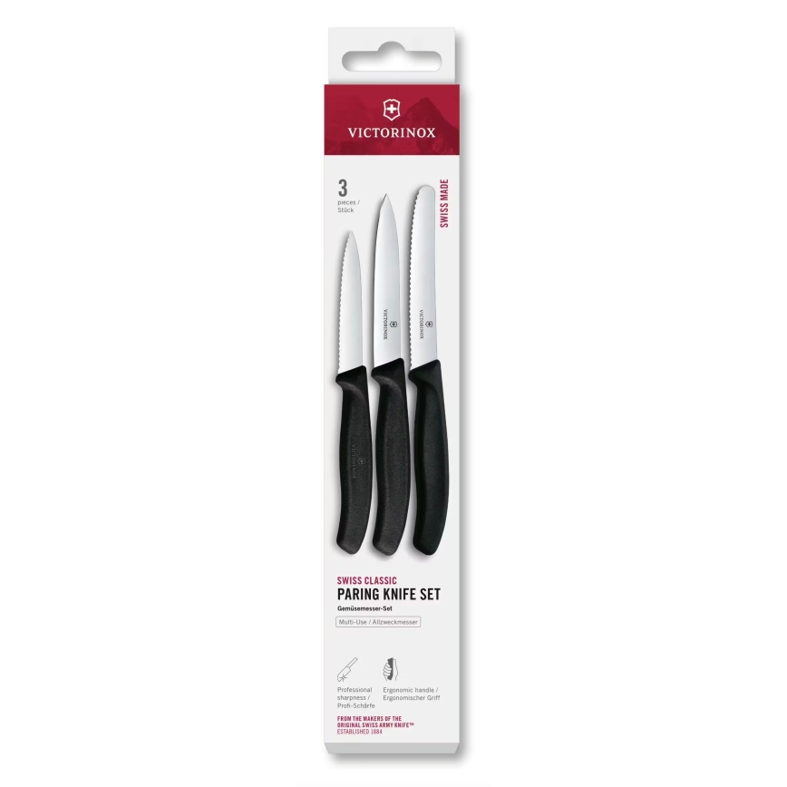 Victorinox - Conjunto de 3 facas para legumes SWISS CLASSIC, preto