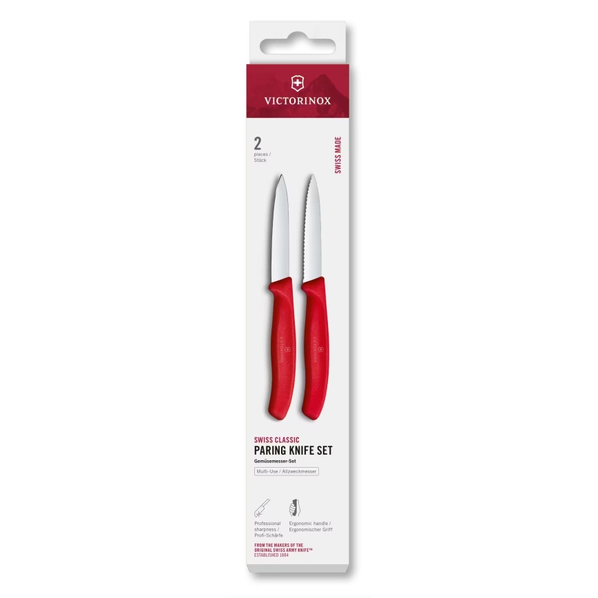 Victorinox - Conjunto de facas de cozinha para legumes SWISS CLASSIC 8 cm, 2 unidades, vermelho
