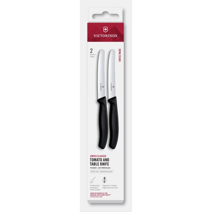 Victorinox - Jogo de 2 facas para legumes SWISS CLASSIC 11 cm, preto