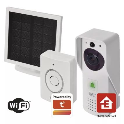 Vídeoporteiro sem fios com painel solar GoSmart 4400 mAh 3xAA IP44 Wi-Fi Tuya