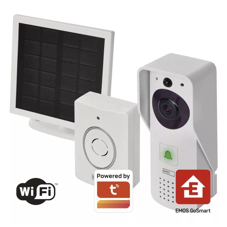 Vídeoporteiro sem fios com painel solar GoSmart 4400 mAh 3xAA IP44 Wi-Fi Tuya