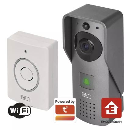 Vídeoporteiro sem fios com sensor de movimento GoSmart 12V 3xAA IP44 Wi-Fi Tuya