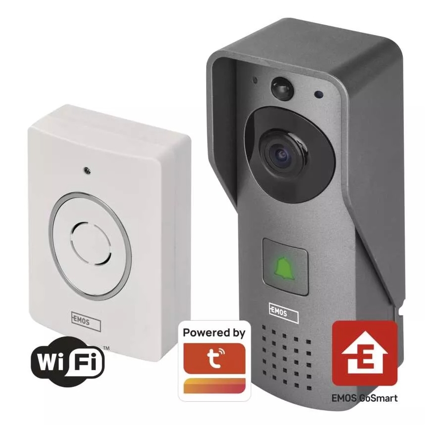Vídeoporteiro sem fios com sensor de movimento GoSmart 12V 3xAA IP44 Wi-Fi Tuya