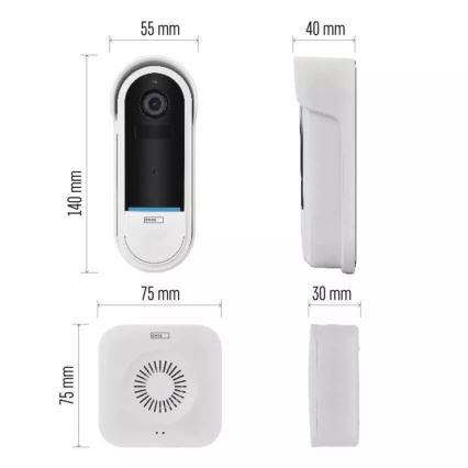 Vídeoporteiro sem fios com sensor de movimento GoSmart 5V 3xAA IP65 Wi-Fi Tuya