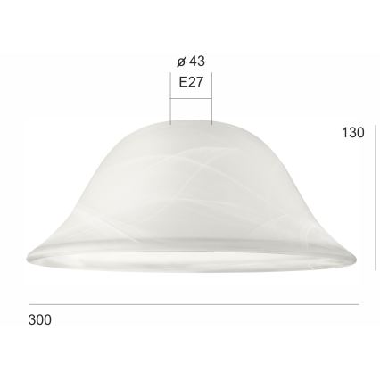 Vidro de substituição SFERA E27 130x300 mm branco