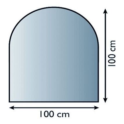 Vidro sob a lareira 1000x1000x6 mm semi-arco