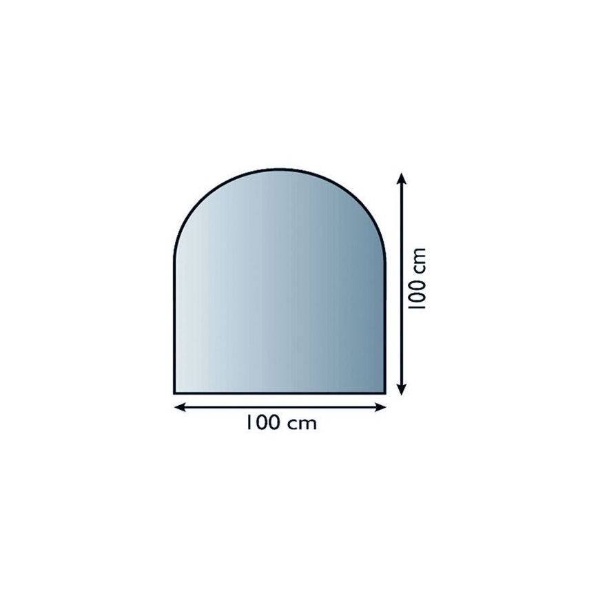 Vidro sob a lareira 1000x1000x6 mm semi-arco