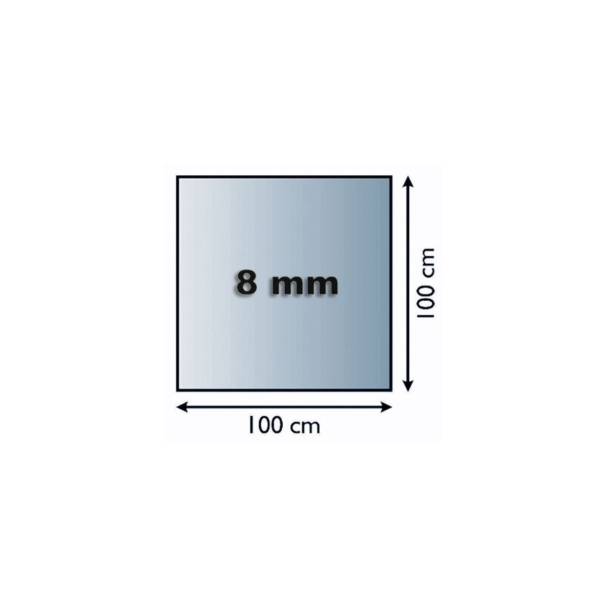 Vidro sob a lareira 1000x1000x8 mm quadrado