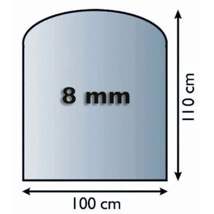Vidro sob a lareira 1100x1000x8 mm semi-arco