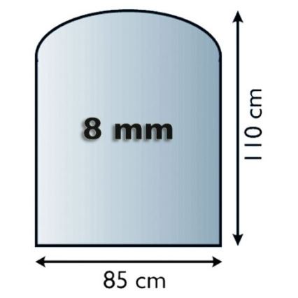 Vidro sob a lareira 1100x850x8 mm semi-arco
