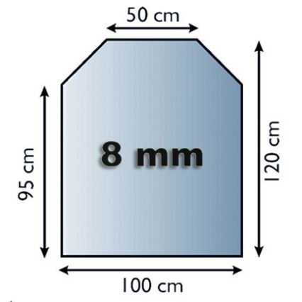 Vidro sob a lareira 1200x1000x8 mm
