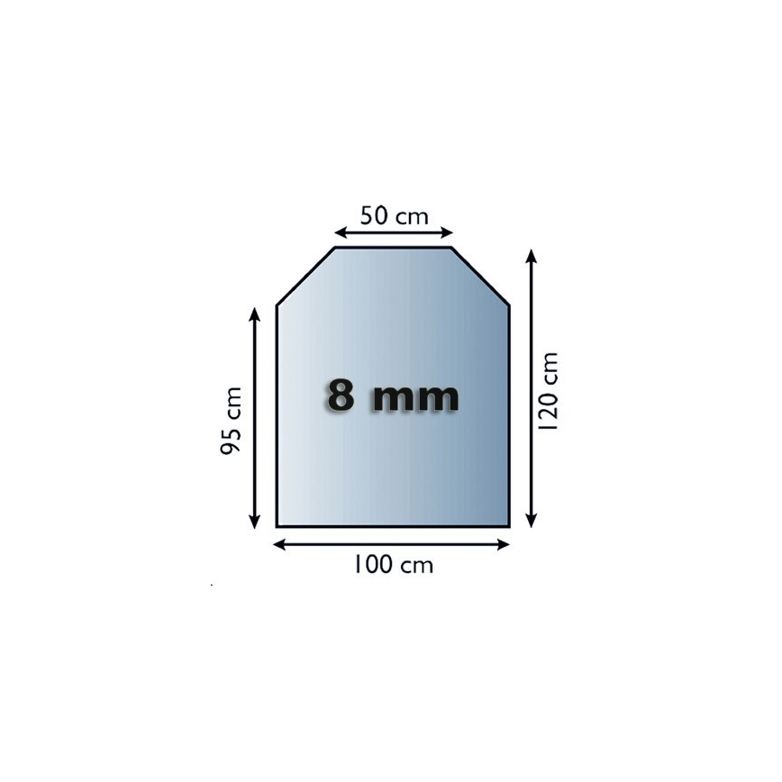 Vidro sob a lareira 1200x1000x8 mm